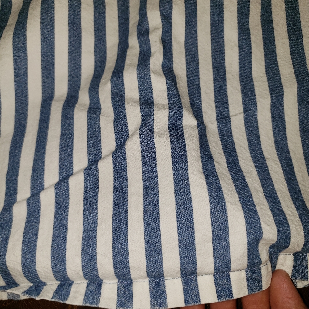 White & Chambray Stripe- •F21• | A-Line Mini Skirt - Picture 4 of 8